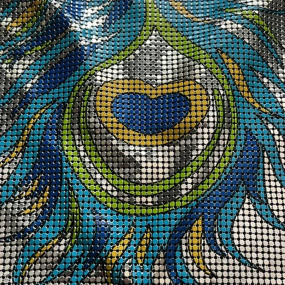 Vintage NEW with tags Whiting & Davis Mesh Peacock Feather Shoulder Bag - Picture 3 of 9